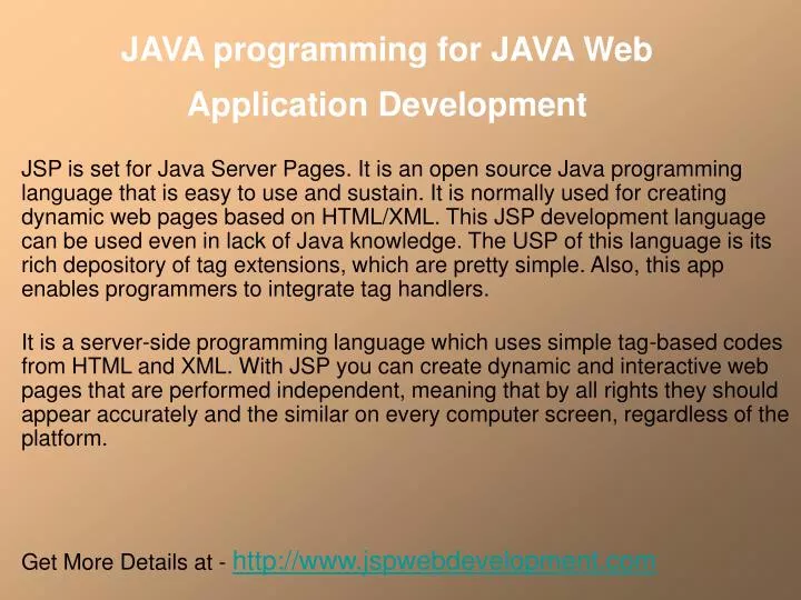 java programming for java web application development