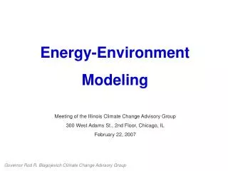 Energy-Environment Modeling
