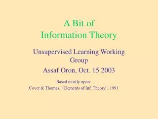 A Bit of Information Theory