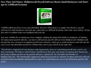 Save Time And Money: Halfpricesoft Payroll Software Boosts S