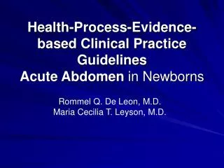 Health-Process-Evidence-based Clinical Practice Guidelines Acute Abdomen in Newborns