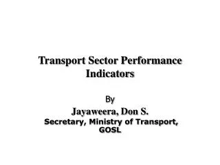 Transport Sector Performance Indicators