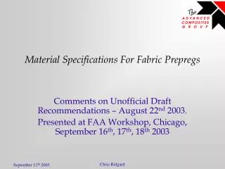 Material Specifications For Fabric Prepregs