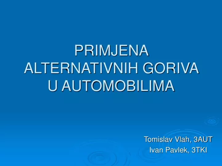 primjena alternativnih goriva u automobilima