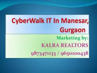 CyberWalk Manesar 9650100438 Cyberwalk Gurgaon 9650100438