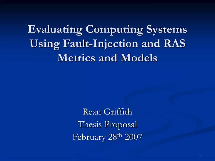 evaluating computing systems using fault injection and ras metrics and models