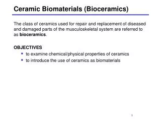 Ceramic Biomaterials (Bioceramics)