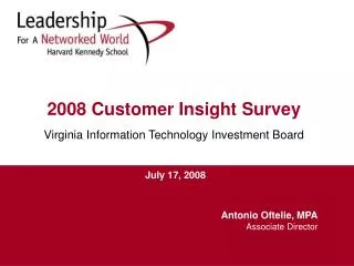 2008 Customer Insight Survey Virginia Information Technology Investment Board