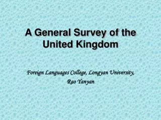 A General Survey of the United Kingdom
