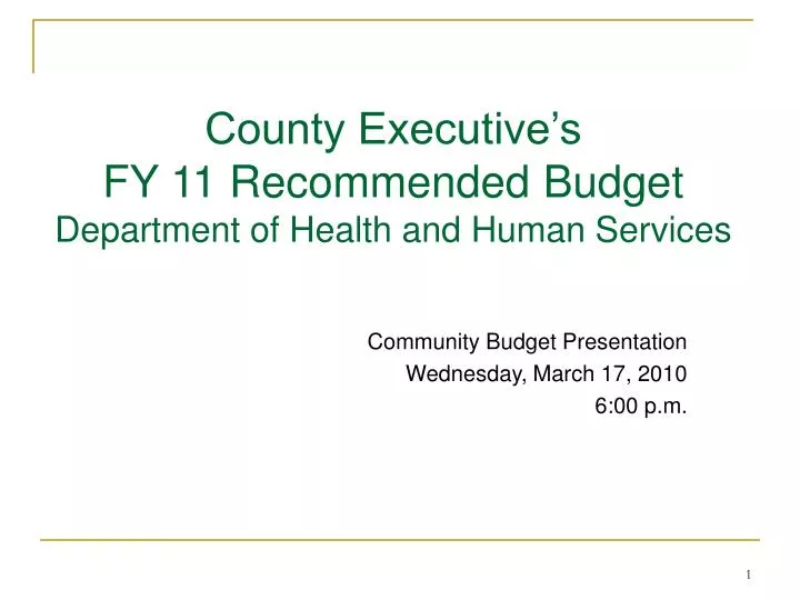 county executive s fy 11 recommended budget department of health and human services