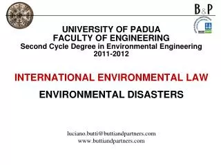 UNIVERSITY OF PADUA FACULTY OF ENGINEERING Second Cycle Degree in Environmental Engineering 2011-2012