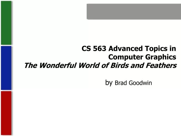 cs 563 advanced topics in computer graphics the wonderful world of birds and feathers