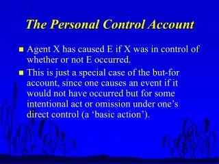 The Personal Control Account