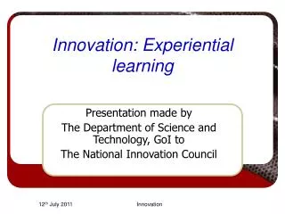Innovation: Experiential learning