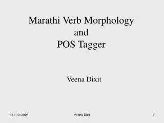 Marathi Verb Morphology and POS Tagger