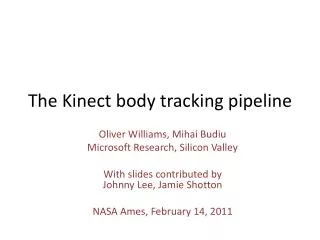 The Kinect body tracking pipeline