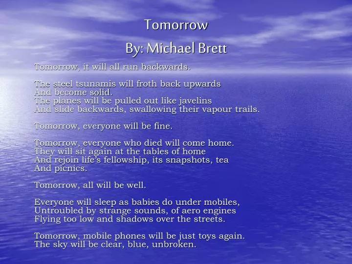 tomorrow by michael brett