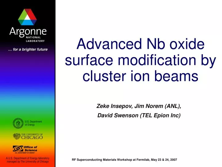 advanced nb oxide surface modification by cluster ion beams