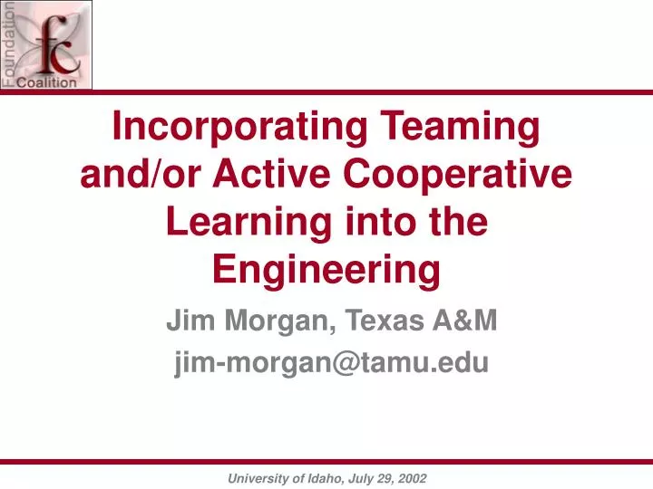 incorporating teaming and or active cooperative learning into the engineering