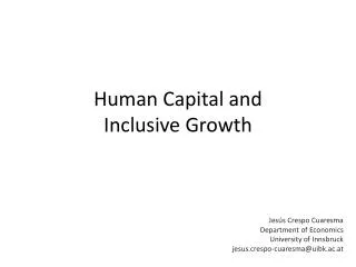 Human Capital and Inclusive Growth