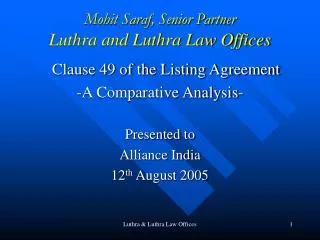 Mohit Saraf, Senior Partner Luthra and Luthra Law Offices