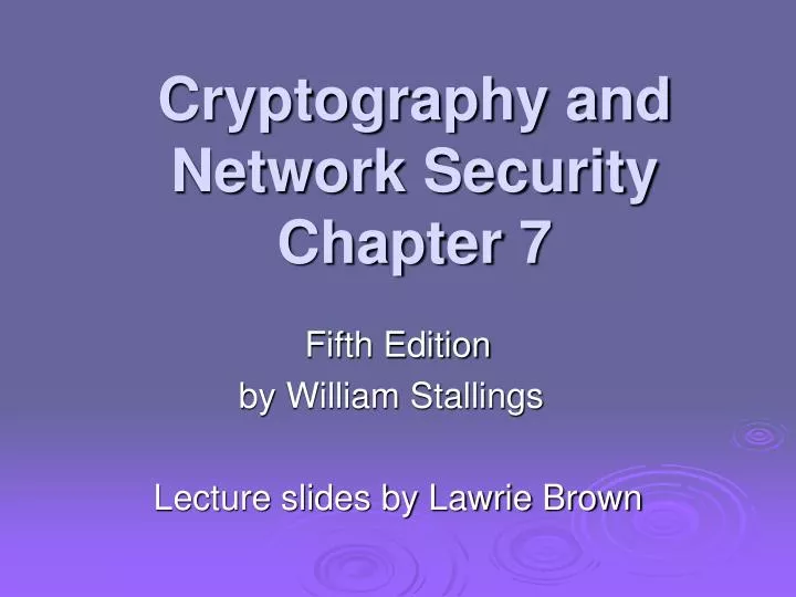 cryptography and network security chapter 7