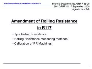 Amendment of Rolling Resistance in R117