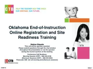 Oklahoma End-of-Instruction Online Registration and Site Readiness Training
