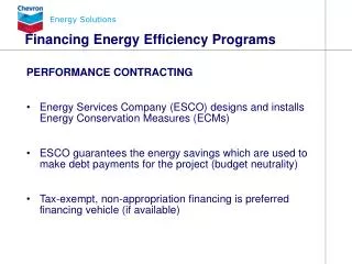 Financing Energy Efficiency Programs