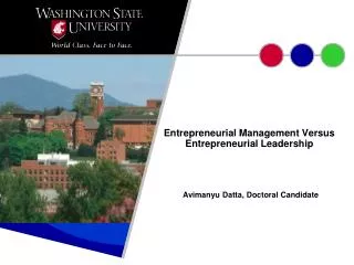 Entrepreneurial Management Versus Entrepreneurial Leadership