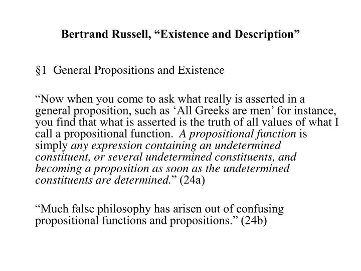 bertrand russell existence and description