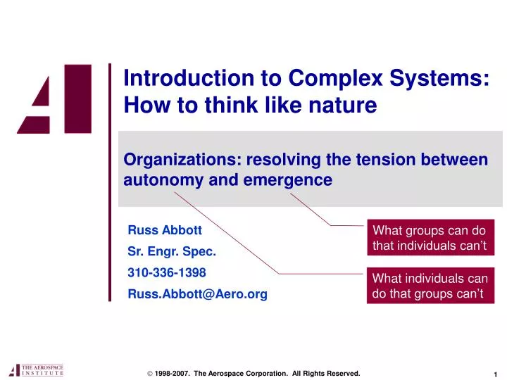 introduction to complex systems how to think like nature