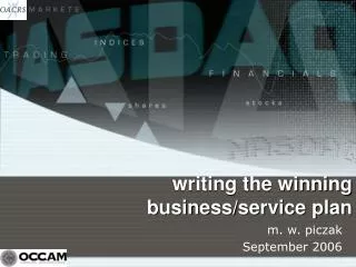 writing the winning business/service plan