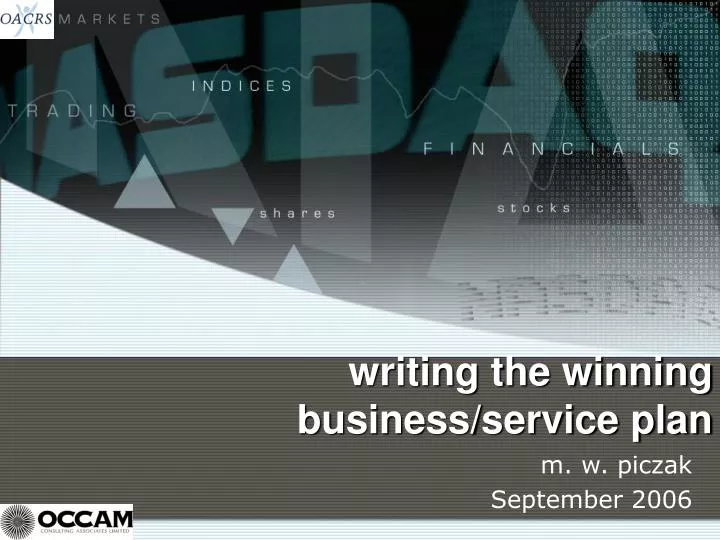 writing the winning business service plan