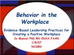 Behavior in the Workplace - slide 1