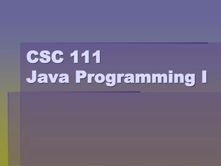 csc 111 java programming i