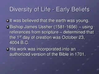 Diversity of Life - Early Beliefs
