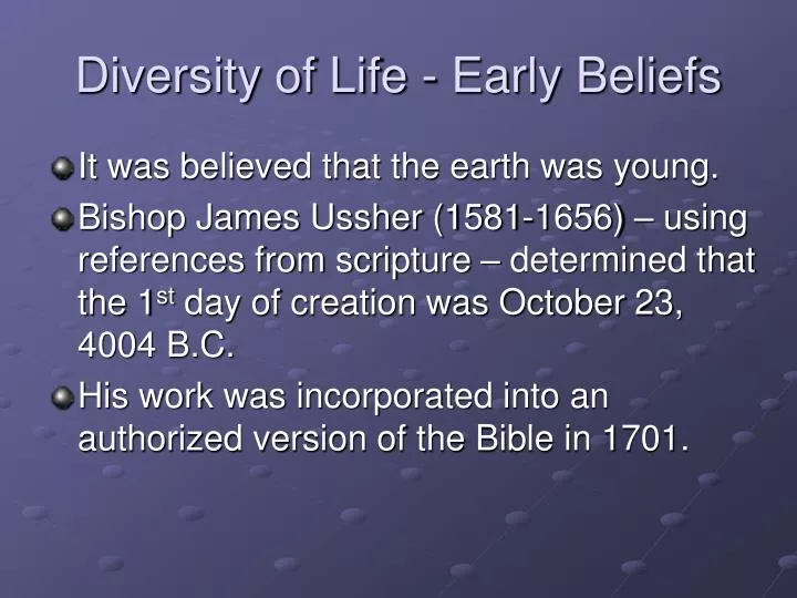 diversity of life early beliefs