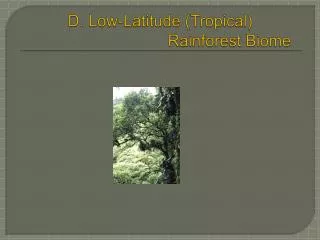 D. Low-Latitude (Tropical) 			Rainforest Biome