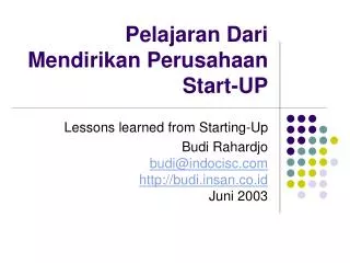 Pelajaran Dari Mendirikan Perusahaan Start-UP