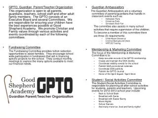 GPTO, Guardian Parent/Teacher Organization