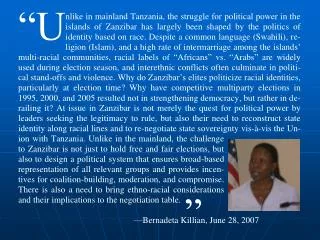 Identity Politics in Zanzibar and Challenges to Democratic Consolidation in Tanzania