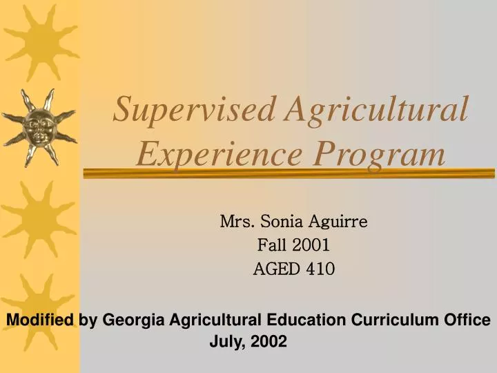 supervised agricultural experience program