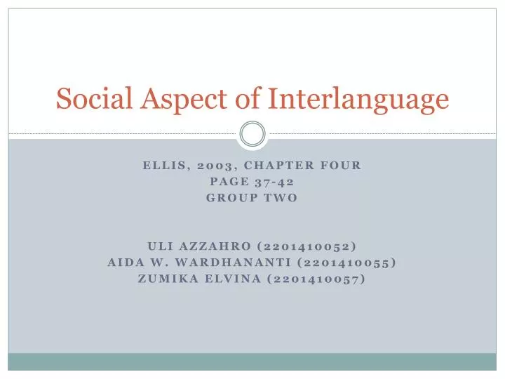 social aspect of interlanguage