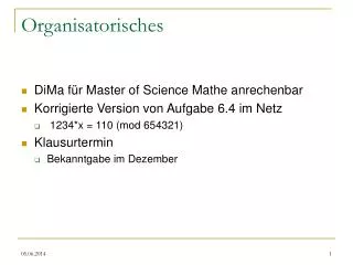 organisatorisches