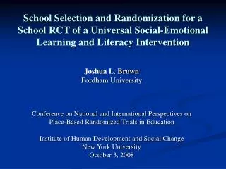 School Selection and Randomization for a School RCT of a Universal Social-Emotional Learning and Literacy Intervention
