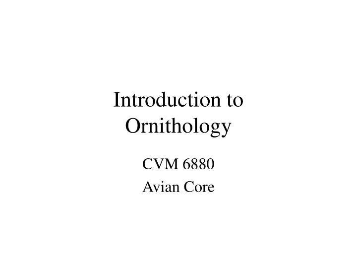 introduction to ornithology