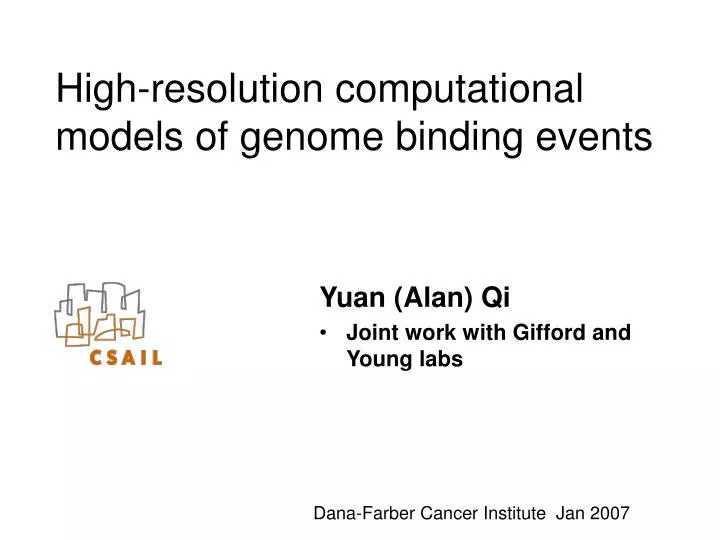 high resolution computational models of genome binding events