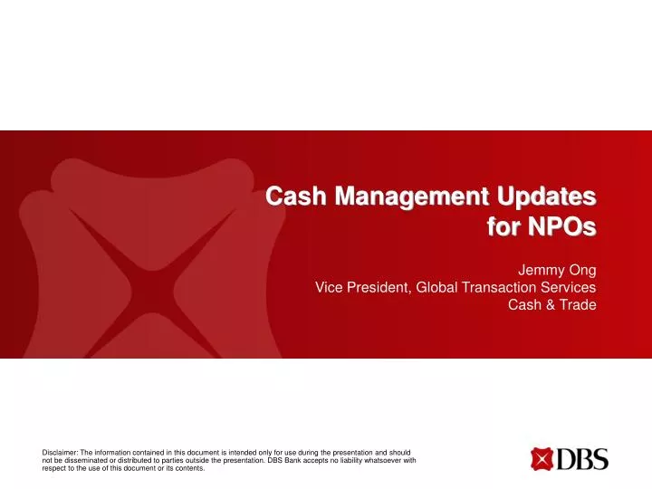 cash management updates for npos