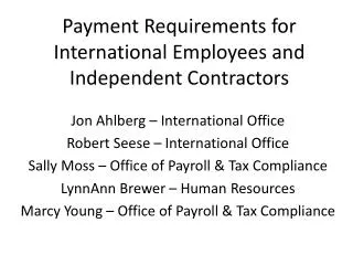Payment Requirements for International Employees and Independent Contractors